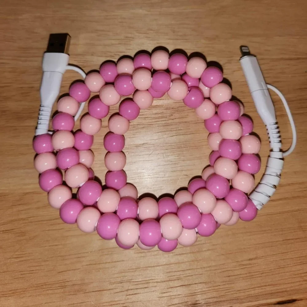 NEW! 2 in 1 USB Charging Cable - Beaded Assorted Colors - 3 Ft.